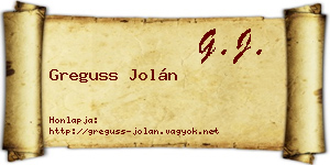 Greguss Jolán névjegykártya