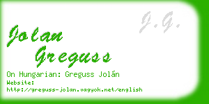 jolan greguss business card